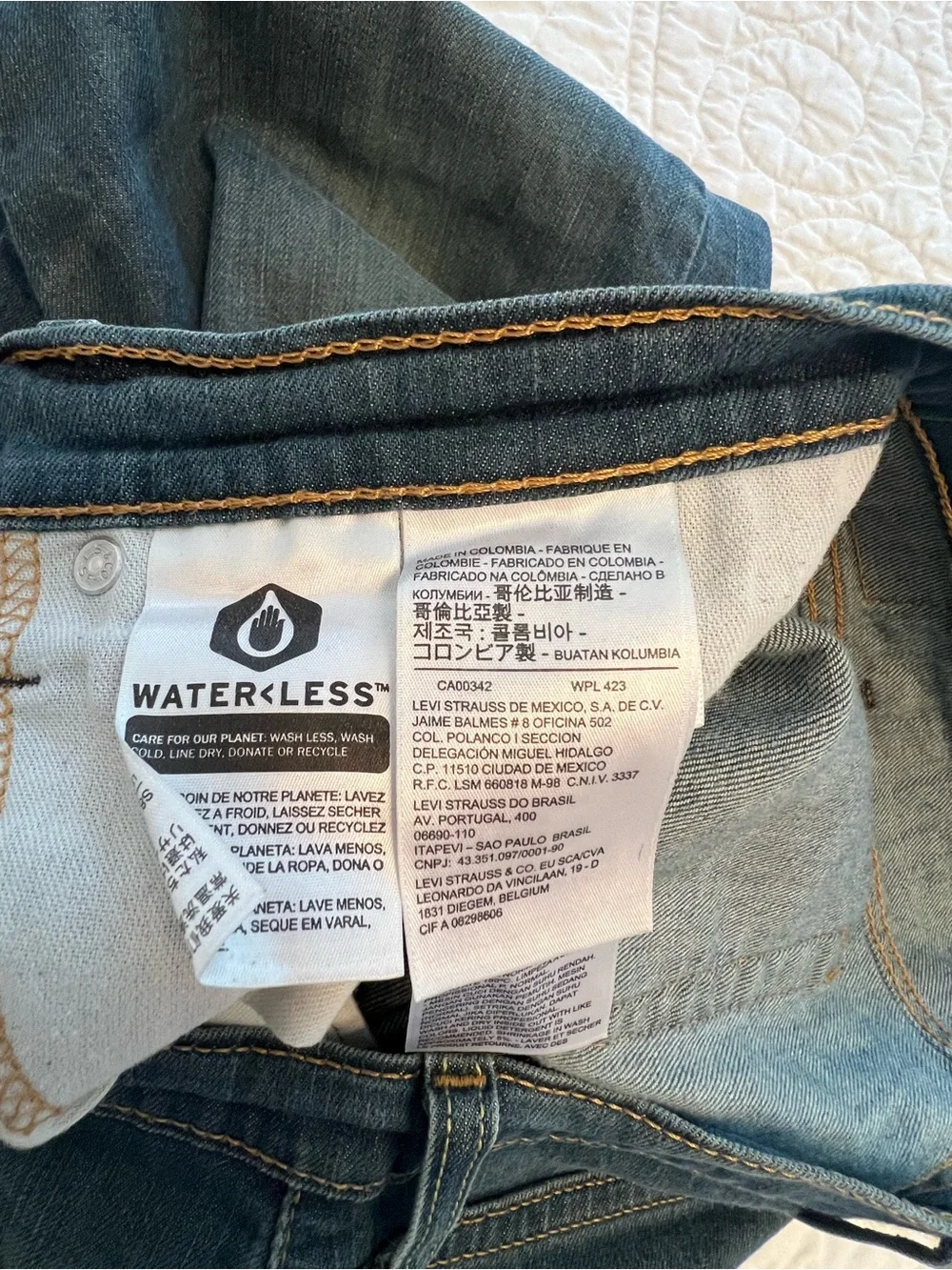 Levi's Men's Straight Jeans in Dark Blue with Tan Stitching